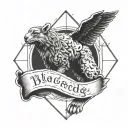 A tattoo that represents knowledge and strength with an animal and a reflective phrase tattoo design idea