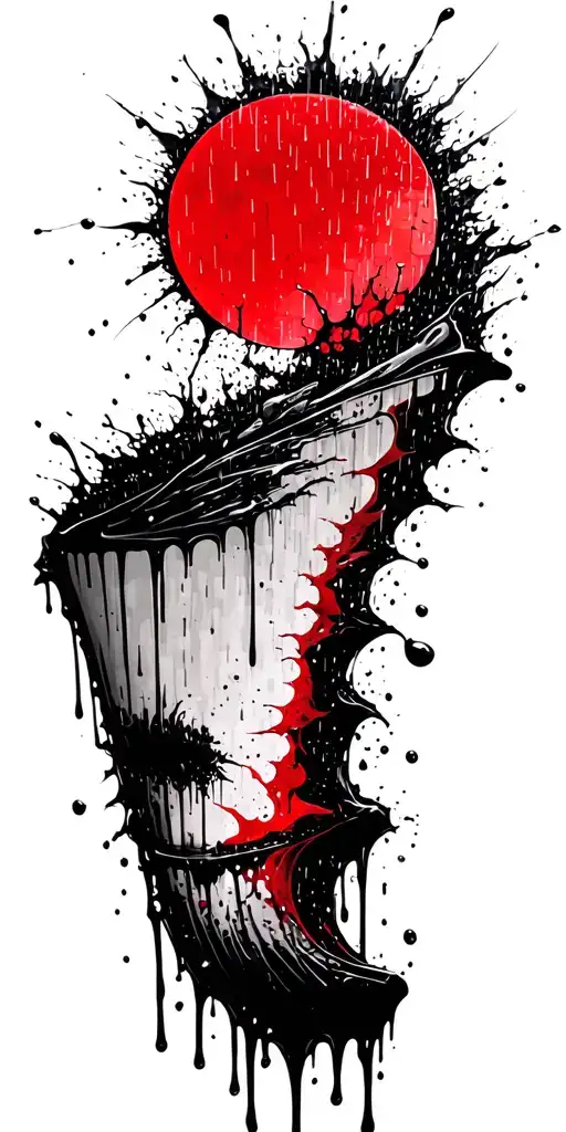 a rising sun melting into rain drops tattoo design idea