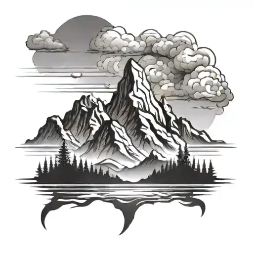 mountain range silhouette tattoo design idea