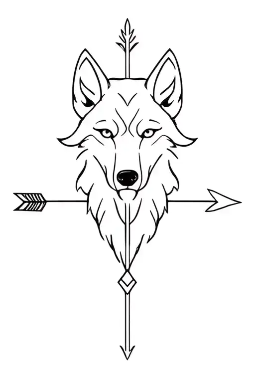 snow wolf and arrow and taurus zodiac sign tattoo design idea