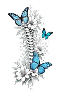 spine tattoo with butterflies and birth flowers for april, march, november, january, and august  tattoo design idea