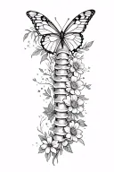 spine tattoo with butterflies and birth flowers for april, march, november, january, and august  tattoo design idea