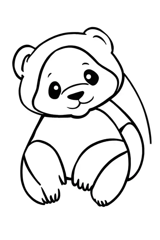 baby panda vector line art tattoo design idea