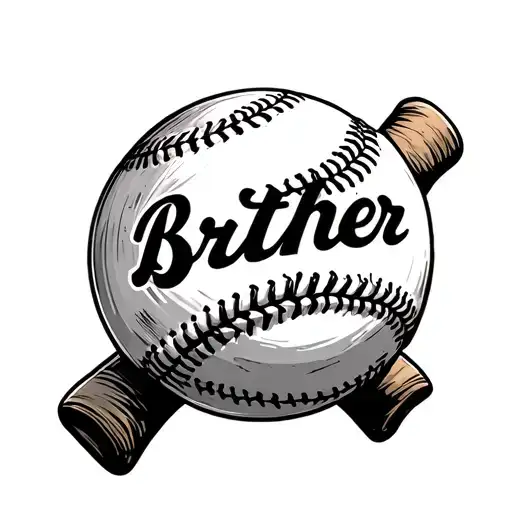 baseball with the word brither stiched into the seams no bat  tattoo design idea