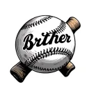 baseball with the word brither stiched into the seams no bat  tattoo design idea