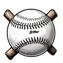 baseball with the word brither stiched into the seams no bat  tattoo design idea