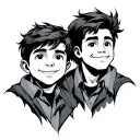 2 brothers in cartoon character tattoo design idea