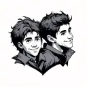 2 brothers in cartoon character tattoo design idea