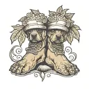 dog feets Made Of acorn tattoo design idea