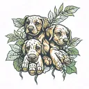 dog feets Made Of acorn tattoo design idea