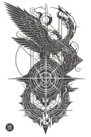 A dark, abstract, and minimalistic tattoo design inspired by the 'Brand of Sacrifice' symbol from Berserk, retaining 90% tattoo design idea