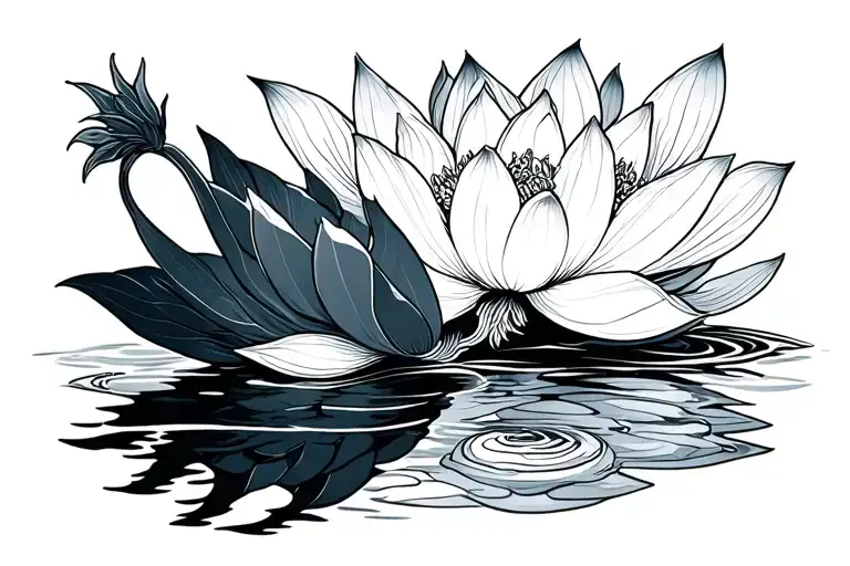 tui and la, raava and vatu and white lotus tattoo design idea