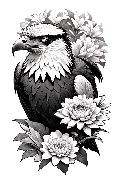 dinner plate dahlia with eagle tattoo design idea