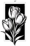 You can make me a bouquet of 10 cms tulips in black and white tattoo design idea