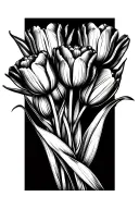 You can make me a bouquet of 10 cms tulips in black and white tattoo design idea