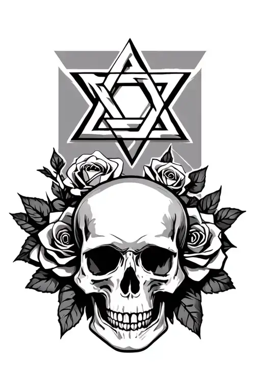 Star of David with skull and rose's  tattoo design idea