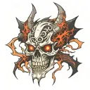 chaos, hell, bones, metal tattoo design idea