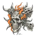 chaos, hell, bones, metal tattoo design idea
