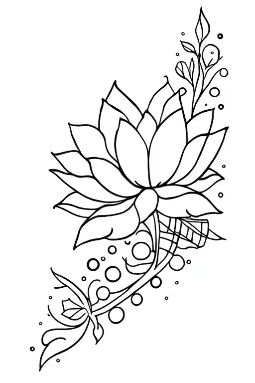 thick linework on forarm full cover up lotus flower from circles and triangles with lines and stairs and vines and dots  tattoo design idea