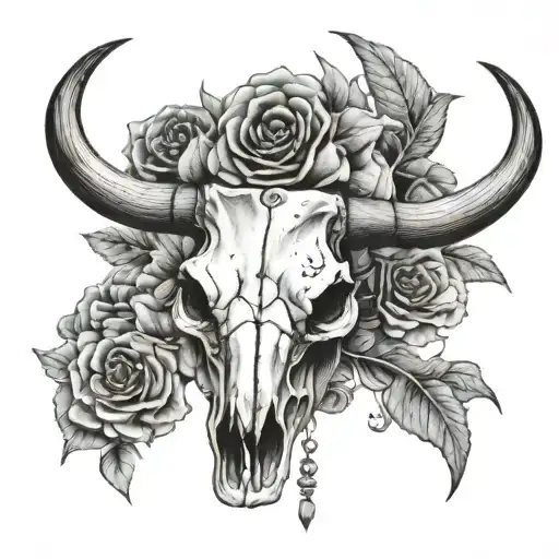 steer skull tattoo design idea