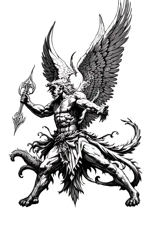 archangel saint michael killing demon tattoo design idea