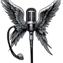 microphone with angel wings tattoo design idea