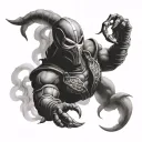 Scorpion from mortal kombat covered by smoke tattoo design idea