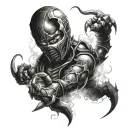 Scorpion from mortal kombat covered by smoke tattoo design idea