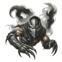 Scorpion from mortal kombat covered by smoke tattoo design idea
