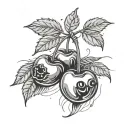 cherries with eyelashes tattoo design idea