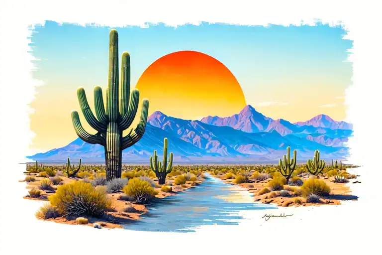 Arizona desert landscape tattoo design idea