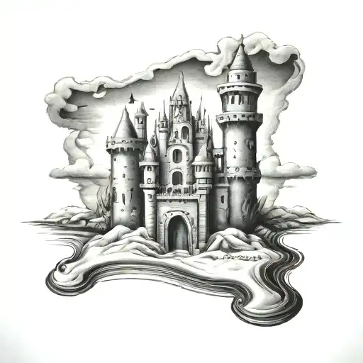 Sandcastle small tattoo design idea
