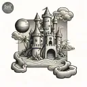 Sandcastle small tattoo design idea