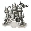 Sandcastle small tattoo design idea