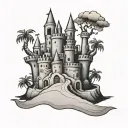 Sandcastle small tattoo design idea