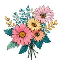 bouquet of flowers for the collarbone tattoo design idea