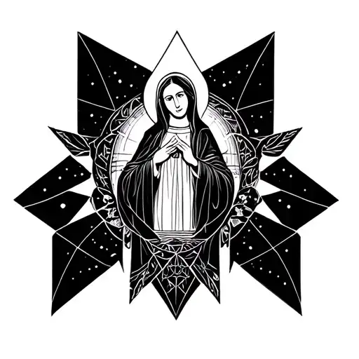 Virgin Mary space tattoo design idea