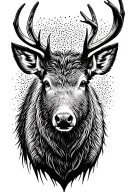 I would like a deer with a boar in a viewfinder and a decor of a nature tattoo design idea