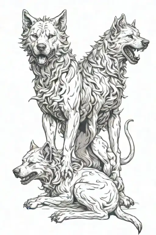 cerberus , fire rising tattoo design idea