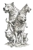 cerberus , fire rising tattoo design idea