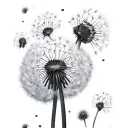 dandelion flowers and 3 papolons tattoo design idea