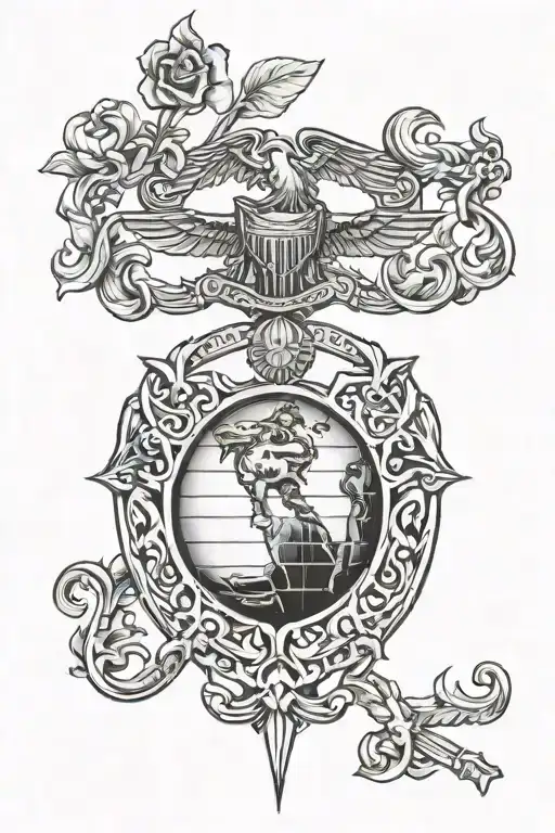 Ava Nya Lyla USMC emblem tattoo design idea