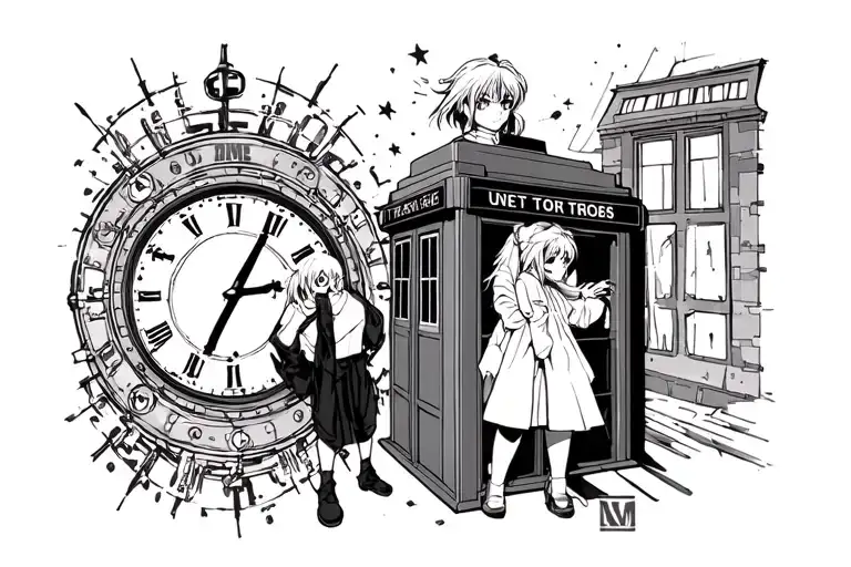 inuyasha in the TARDIS time machine tattoo design idea