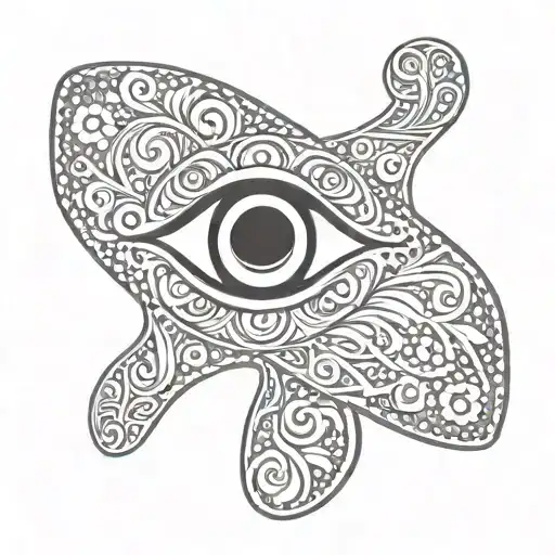 The Hamsa Hand with the Mati (Evil Eye) Inside tattoo design idea