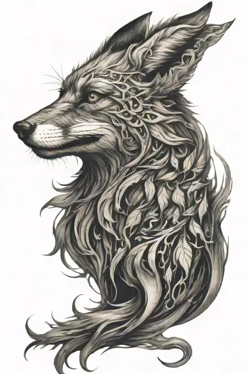 fox dark spirit full sleeve tattoo design idea