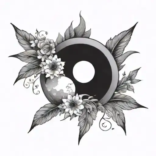 black and white sunrise tattoo design idea
