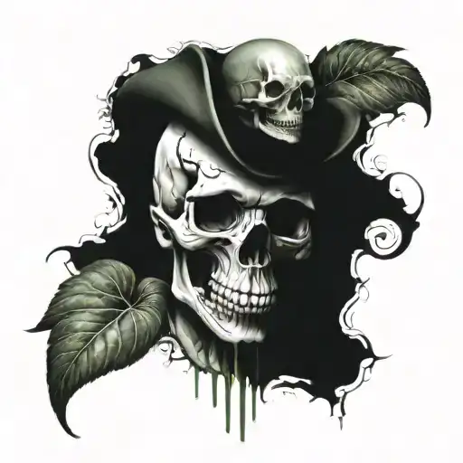 greenbay skull surrounded tattoo design idea