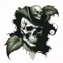 greenbay skull surrounded tattoo design idea