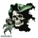 greenbay skull surrounded tattoo design idea