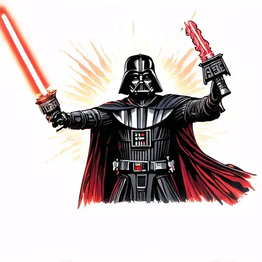 Darth Vader Anakin Skywalker wielding tattoo design idea